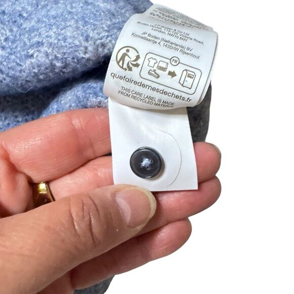 Boden Wool Blend Lace Pointelle Blue Fluffy Cardigan Ruffle Cuffs Sz 14 - Picture 9 of 9